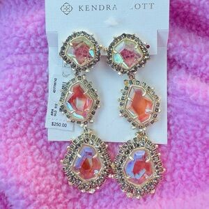 Kendra Scott Aria Diachrome Iridescent Gold Statement Earrings/ clip back